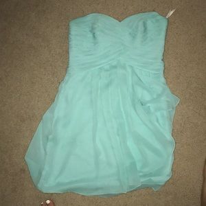 spa colored david’s bridal bridesmaids dress